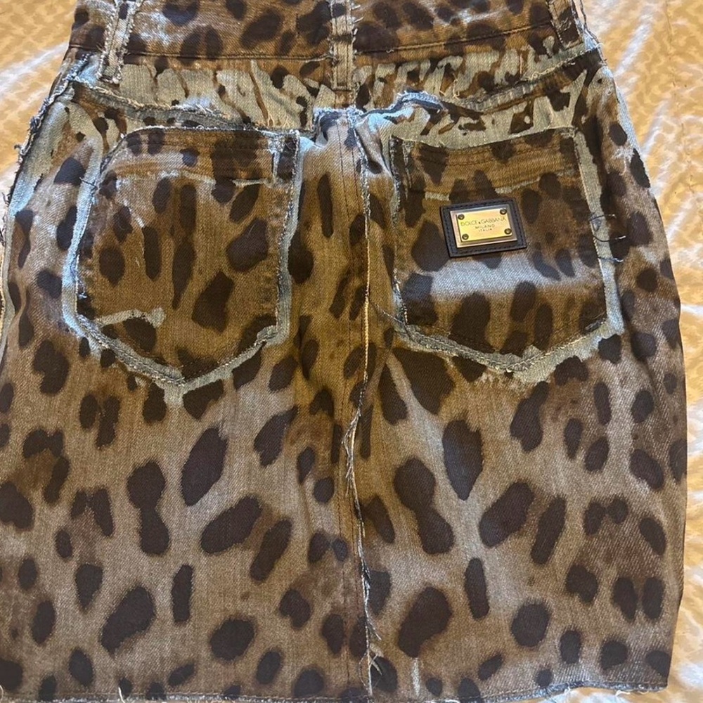 NWT Dolce & Gabbana Leopard Denim Mini Skirt Y2K Italy 38 - Picture 2 of 7